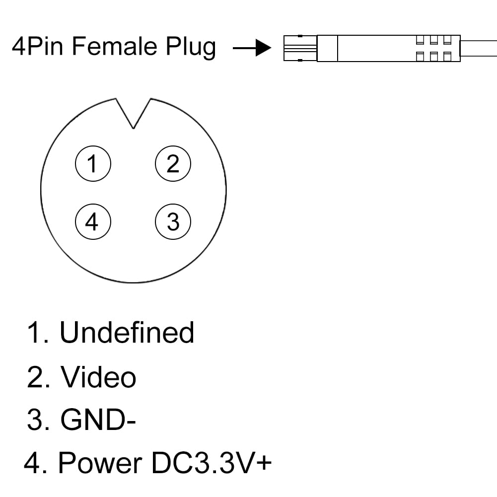 GreenYi 4Pin Male to M12 Aviation Female Cable Plug Adapter Converter, for Car Rear Camera Monitor Connector Conversion