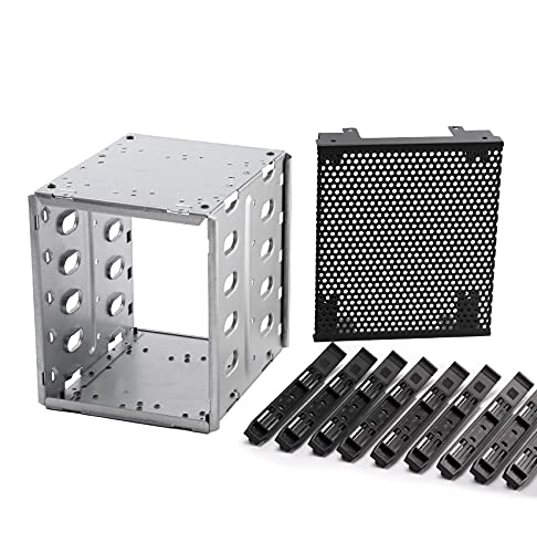 Stainless Steel Hard Drive Cage, 5.25" to 5x 3.5" SAS SATA HDD Cage for Computer, Hard Driver Tray With Fan Space - Adapter Bracket