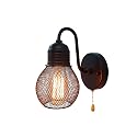 VinTopsh Black Wall Sconce with Pull Chain Switch,1-Light Wall Lamp,Industrial Farmhouse Wall Sconces for Living Room Bedroom Bathroom Kitchen Porch