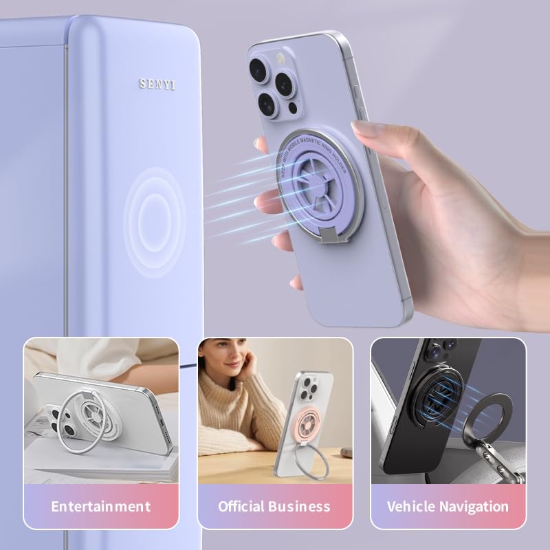 Magnetic Phone Ring Holder for MagSafe, Lucky Wheel Fidget Spinner Phone Grip, Dual Sided Magnets Phone Stand for iPhone/Mag Case, Morandi Aesthetic