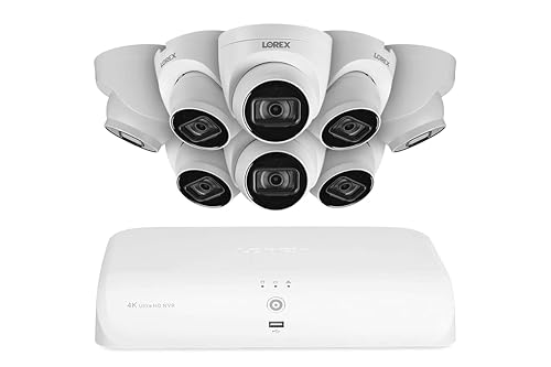 Lorex 4K (8 Camera Capable) 2TB Wired NVR System with 8 White IP Audio Dome Cameras
