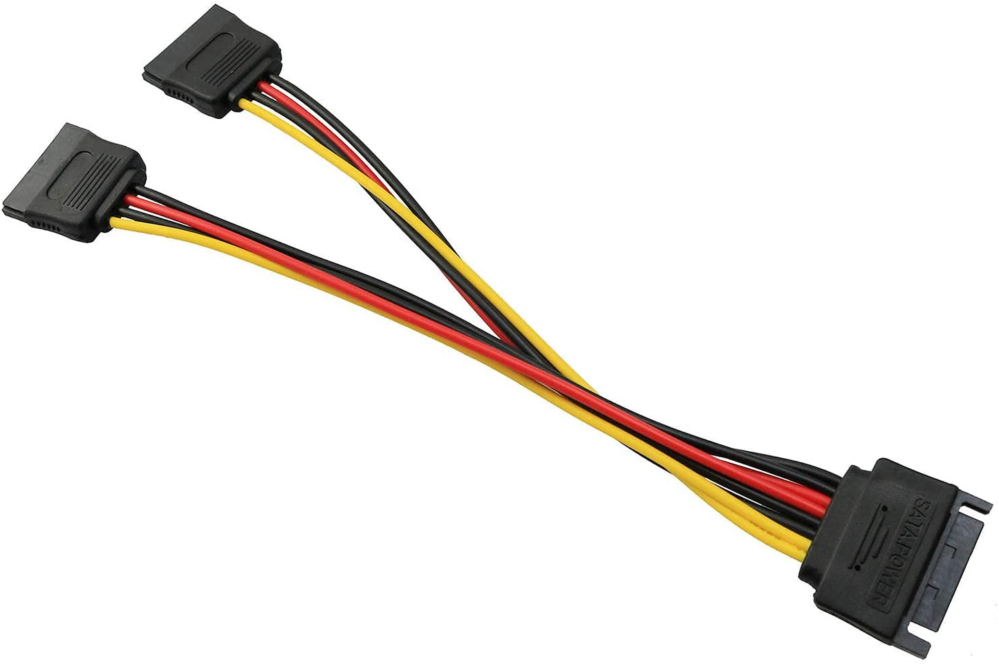 Longdex SATA Power Extension Cable 5PCS 20cm SATA Power 15-Pin Male to 2 x 15P Female Y Splitter Cable Adapter