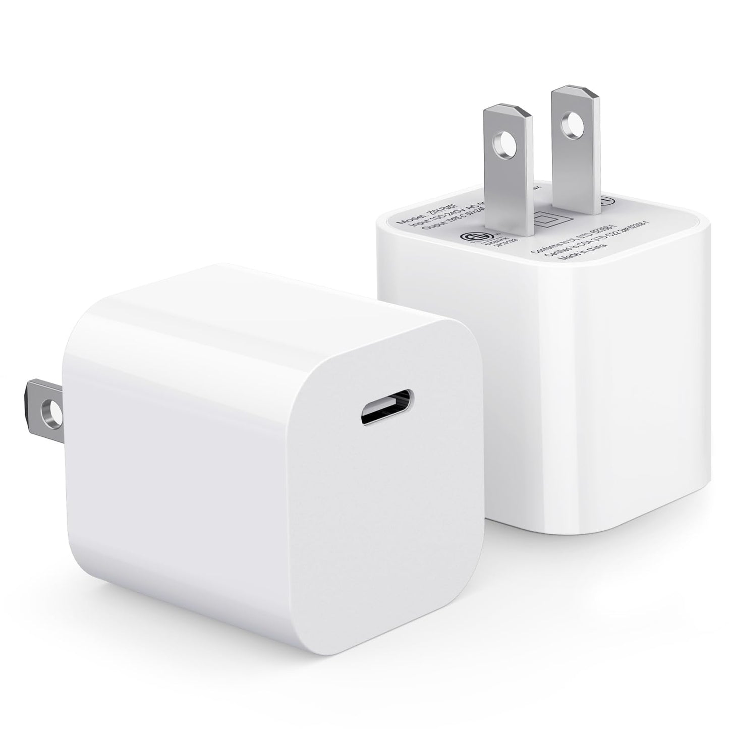 20W USB-C Fast Charger 2Pack for iPhone 16/15/14 PD 3.0 Wall Charger Brick