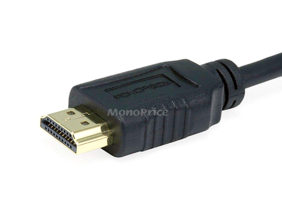 Monoprice 6ft 34AWG Standard Speed HDMI Cable With Ethernet w/ Ferrite Core - HDMI Micro Connector male to HDMI Connector male - B