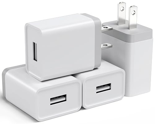 Cube Compatible USB Wall Charger Block - 12W 4 Pack, 2.4A/5V Power Adapter for iPhone 13 12 11 Pro Max SE XS XR X 8 7 6 6S Plus, Samsung, LG, Moto