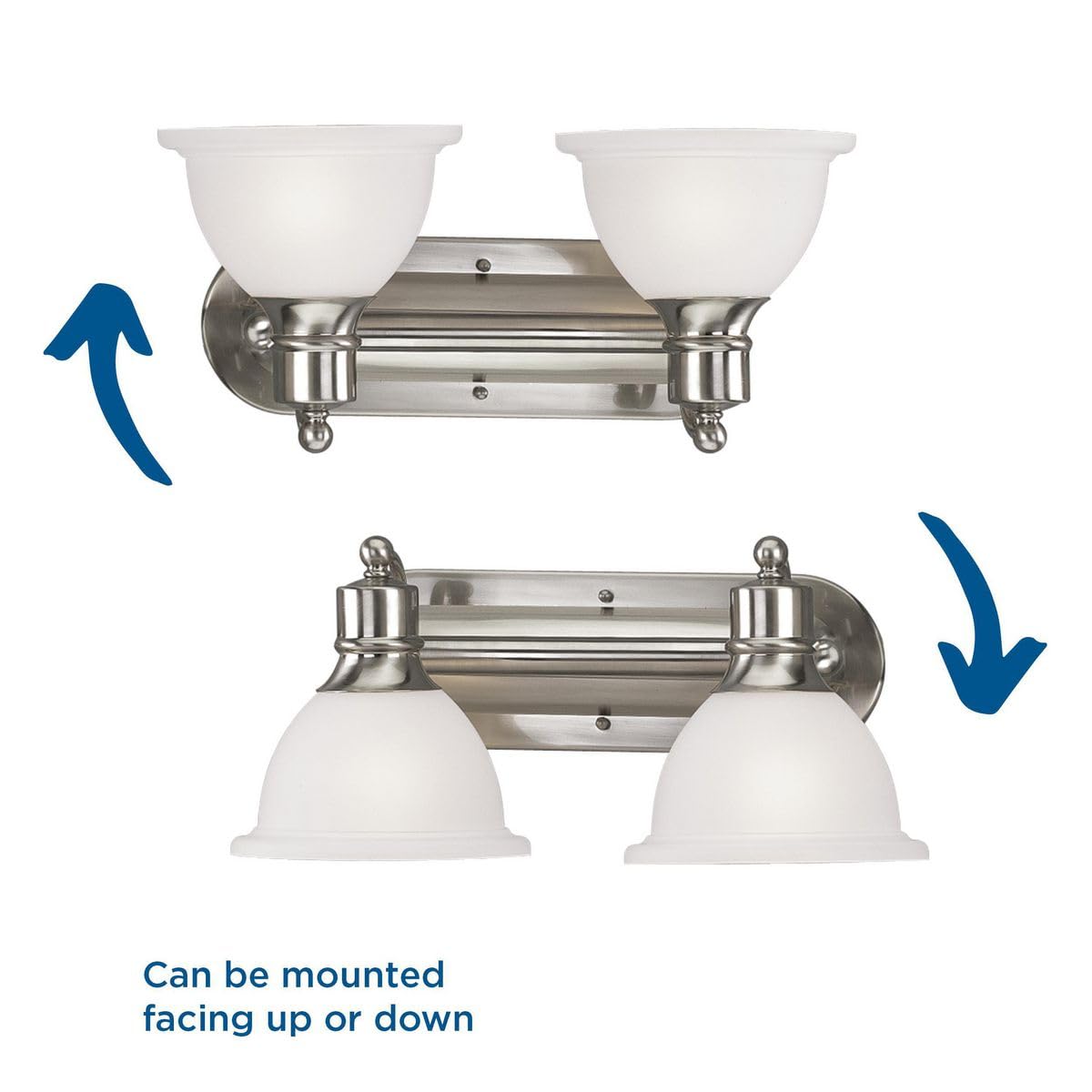 Progress Lighting P3162-09 2-Light Wall Bracket with White Etched Glass, Brushed Nickel