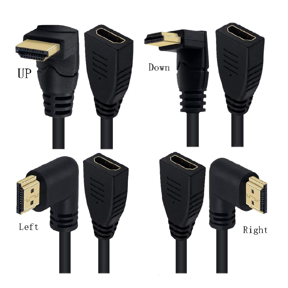Kework 2ft 18Gbps 4K@60Hz HDMI Extension Cable, Up Angle HDMI 2.0 Male to Female Extender Adapter HD High Speed Shield Cord for Xbox HDTV PS4 PS5