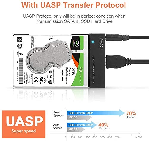 WEme USB 3.0 to SATA Converter Adapter for 2.5 3.5 Inch Hard Drive Disk SSD HDD, Power Adapter and USB 3.0 Cable Included