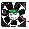 ELOMILE KD1208PTB1 80mm 12V Fan, DC12V 1.7W 8025 2-Pin Chassis Cooling Fan for Desktop, Server