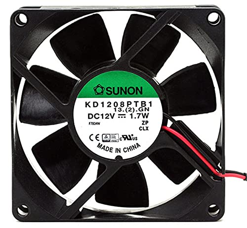 ELOMILE KD1208PTB1 80mm 12V Fan, DC12V 1.7W 8025 2-Pin Chassis Cooling Fan for Desktop, Server