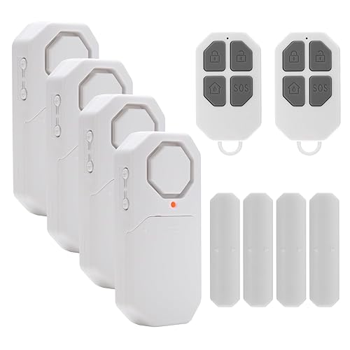 EverNary Door Window Alarm When Opened for Home Security with Remote, Wireless Door Sensor Alarm for Kids Safety with Adjustable Volume (4 Door Sensor