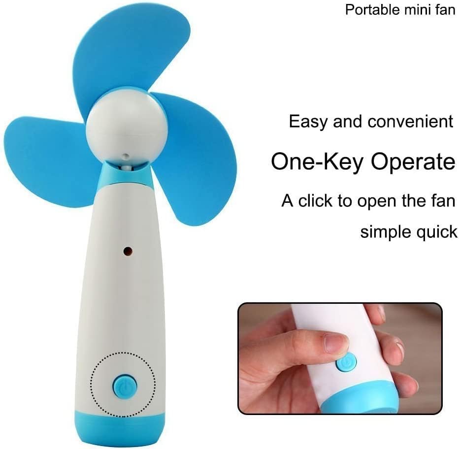 JDYYICZ Mini Handheld Fan Personal Fan Battery Soft Foam Blades Powered for Home and Travel (Blue 1pcs)