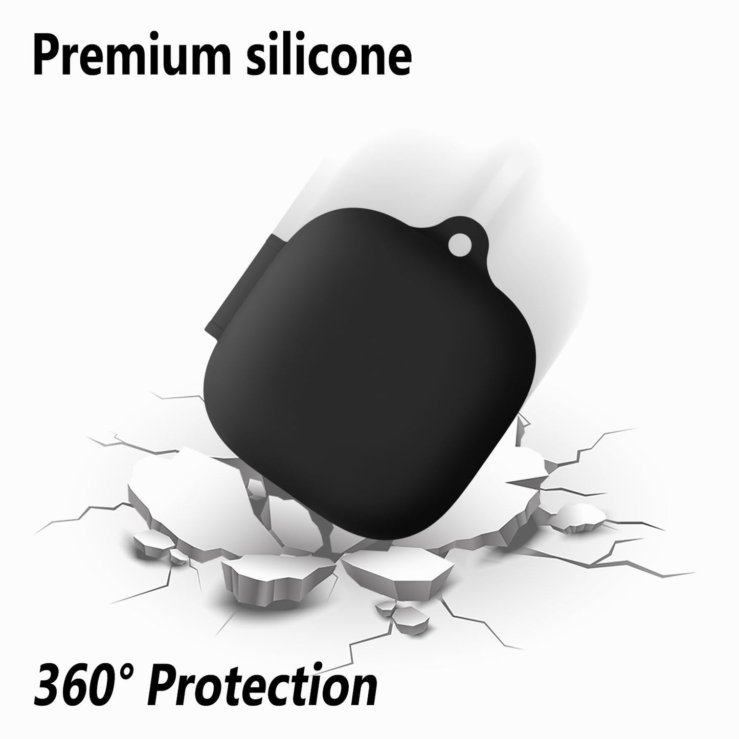 Geiomoo Silicone Case for Anker Soundcore P31i, Anker Soundcore R60i NC, Soft Flexible Scratch Resistant Protective Cover with Carabiner (Black)