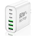 90W GaN USB C Charger Block,6-Port USB C Wall Charger Fast Charging 45W PD Power Adapter for iPhone 17Pro Max/Samsung Galaxy S24 Ultra/Tabs/MacBook