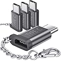 JSAUX Micro USB (Female) to USB C Adapter 4-Pack, Aluminum USB Type C Adapter with Keychain Fast Charging Compatible with Samsung Galaxy S10 S9 S8…
