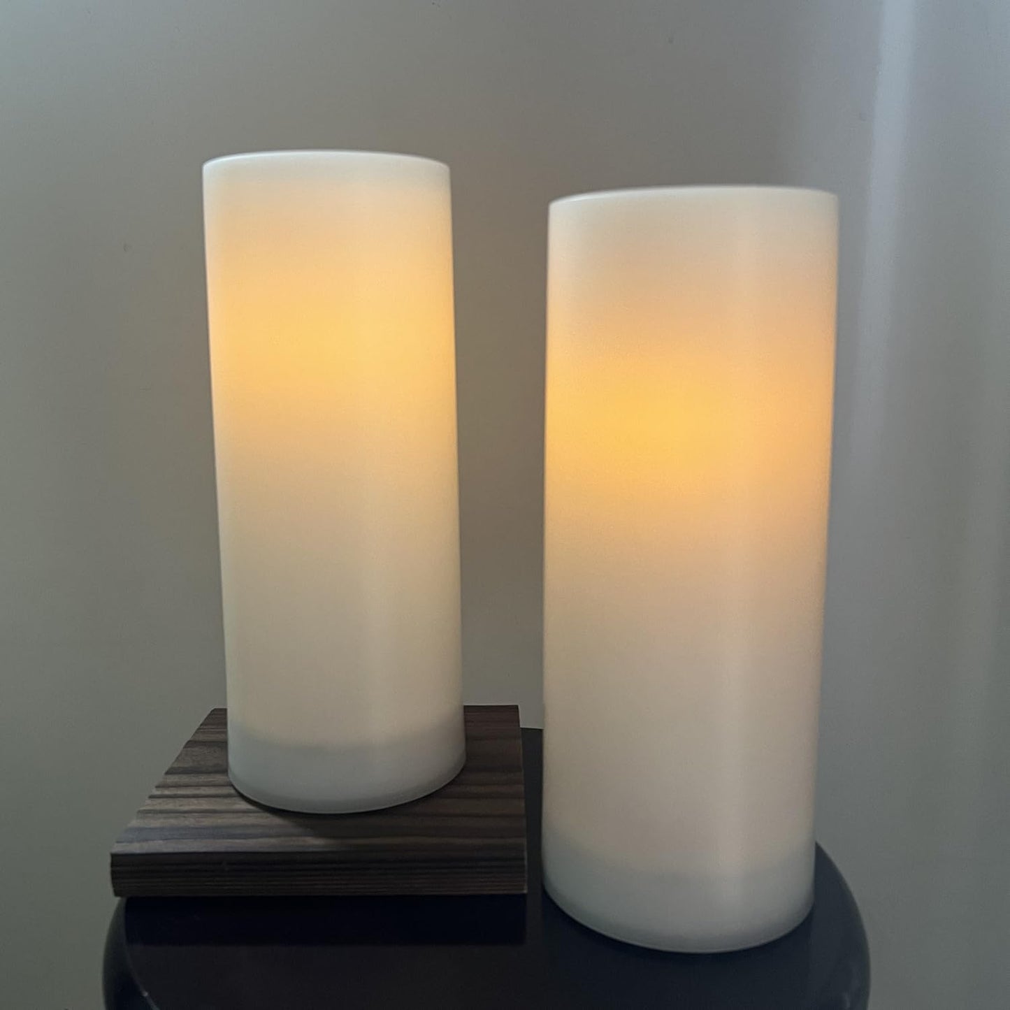 OWLZOO Solar LED Outdoor Flameless Candle, 10 x 4 inches, Waterproof Rechargeable Flameless Pillar Candles, with Dusk to Dawn Sensor, Battery
