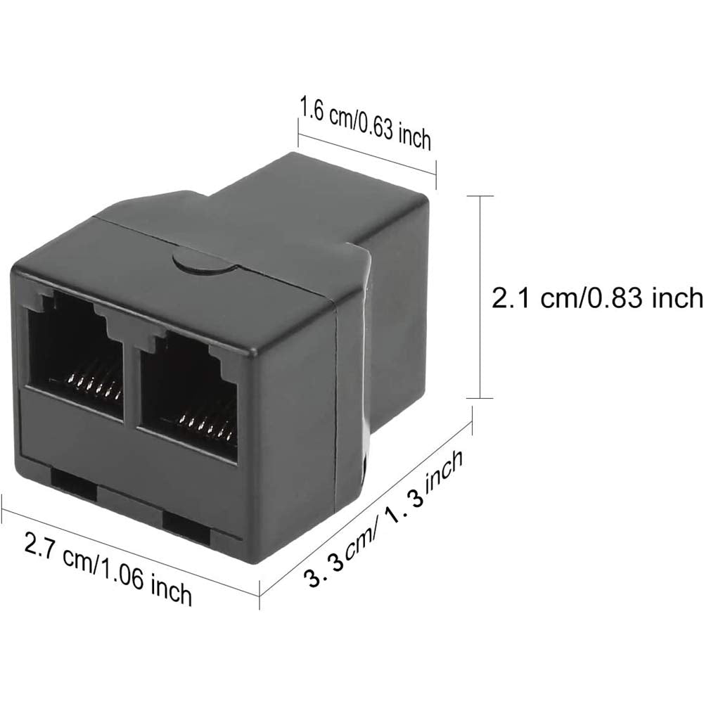 AIMIJIA 3Female Telephone Splitter Adapter Cable,Telephone Landline Cable Connector and Separator (RJ12 6P6C-3 Pack)