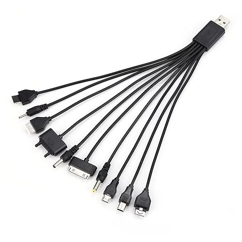 WaigN 10 in 1 USB Multi Charger Cables Universal Charger, for Mobile Phones Cord 20CM/7.87in, Universal Chargers for All Devices10 in 1 USB Cable