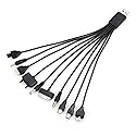 WaigN 10 in 1 USB Multi Charger Cables Universal Charger, for Mobile Phones Cord 20CM/7.87in, Universal Chargers for All Devices10 in 1 USB Cable