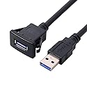 chenyang USB 3.0 Flush Mount Male to Female Extension Cable for Car Dashboard Panel Mount 1.0M