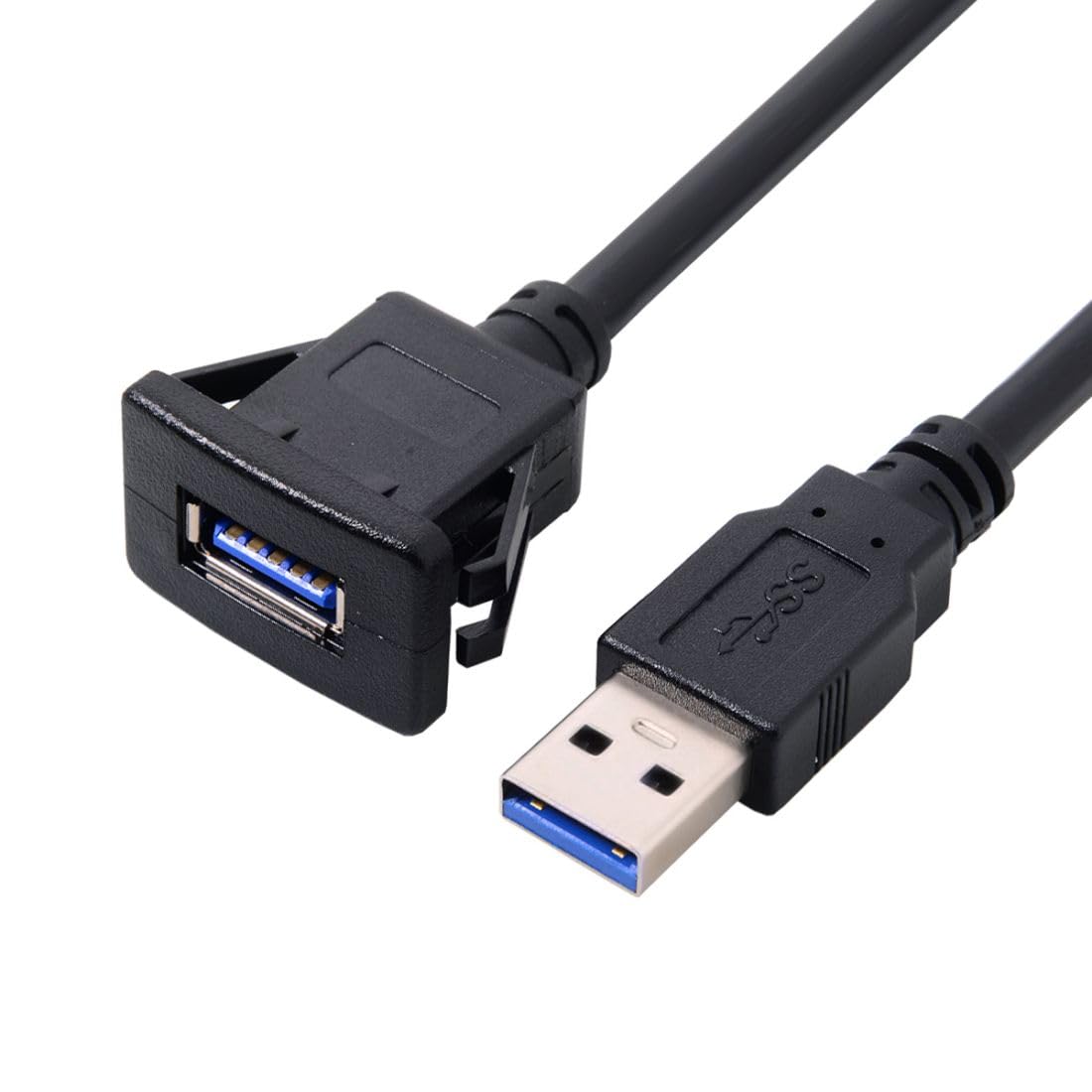 chenyang USB 3.0 Flush Mount Male to Female Extension Cable for Car Dashboard Panel Mount 1.0M
