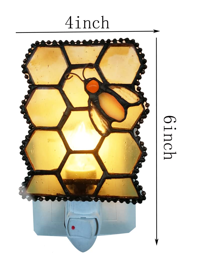 HUIMEIJU Tiffany Glass Night Light for Bedroom, Study, Aisle