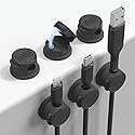 BLACK+DECKER Magnetic Cord Organizer Holder, 6 Pack Magnetic Cable Clips, Under Desk Cable Management, Strong Adhesive Cord Holder for Nightstand