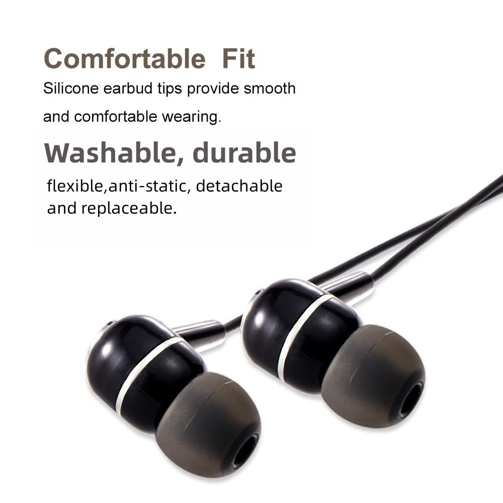 Earbud Tips Soft Silicone Earbuds Replacement Tips Fit for in-Ear Headphones(Inner Hole from 3.8mm -4.2mm Earphones) 9 Pairs S/M/L,Black