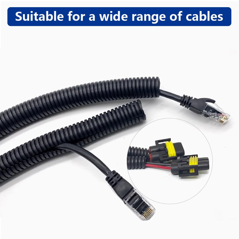 10 FT 1inch Split Wire Loom Tubing Wire Conduit,Flexible Wire Covers Cord Protectors,Cord Protectors from Pets,Black (1"-10ft)