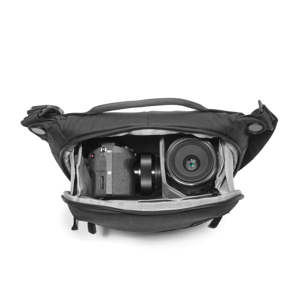 Peak Design Everyday Sling 3L, Black, Padded Adjustable Shoulder Strap for Crossbody or Waist Carry, FlexFold Divider, Ideal for Carrying Cameras or
