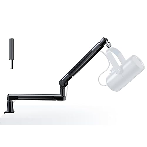 TODI Mic Stand Desk, Heavy Duty Boom Arm Bear 4.5LBS with Extension Riser, Adjustable Microphone Stand Desk, All Metal Mic Arm Desk Mic Stand with
