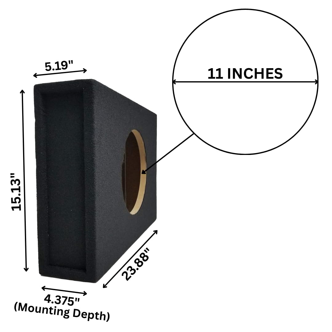 Bass Rockers BR Single 12" Shallow Subwoofer Box Low Sealed Slim Enclosure