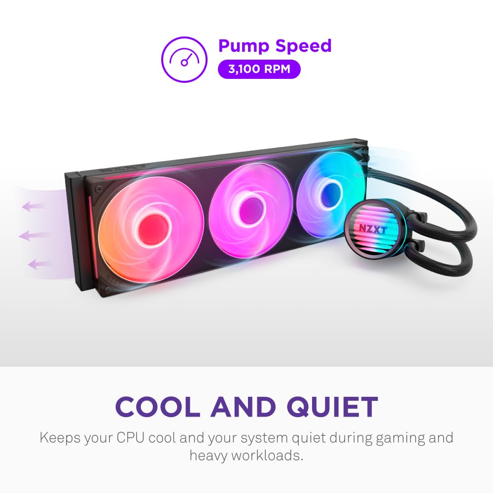 NZXT Kraken Core 360 RGB - AIO CPU Liquid Cooler - 360 mm Radiator - 360 mm Single-Frame Fan - Compatible with AMD® AM5/AM4 & Intel® LGA