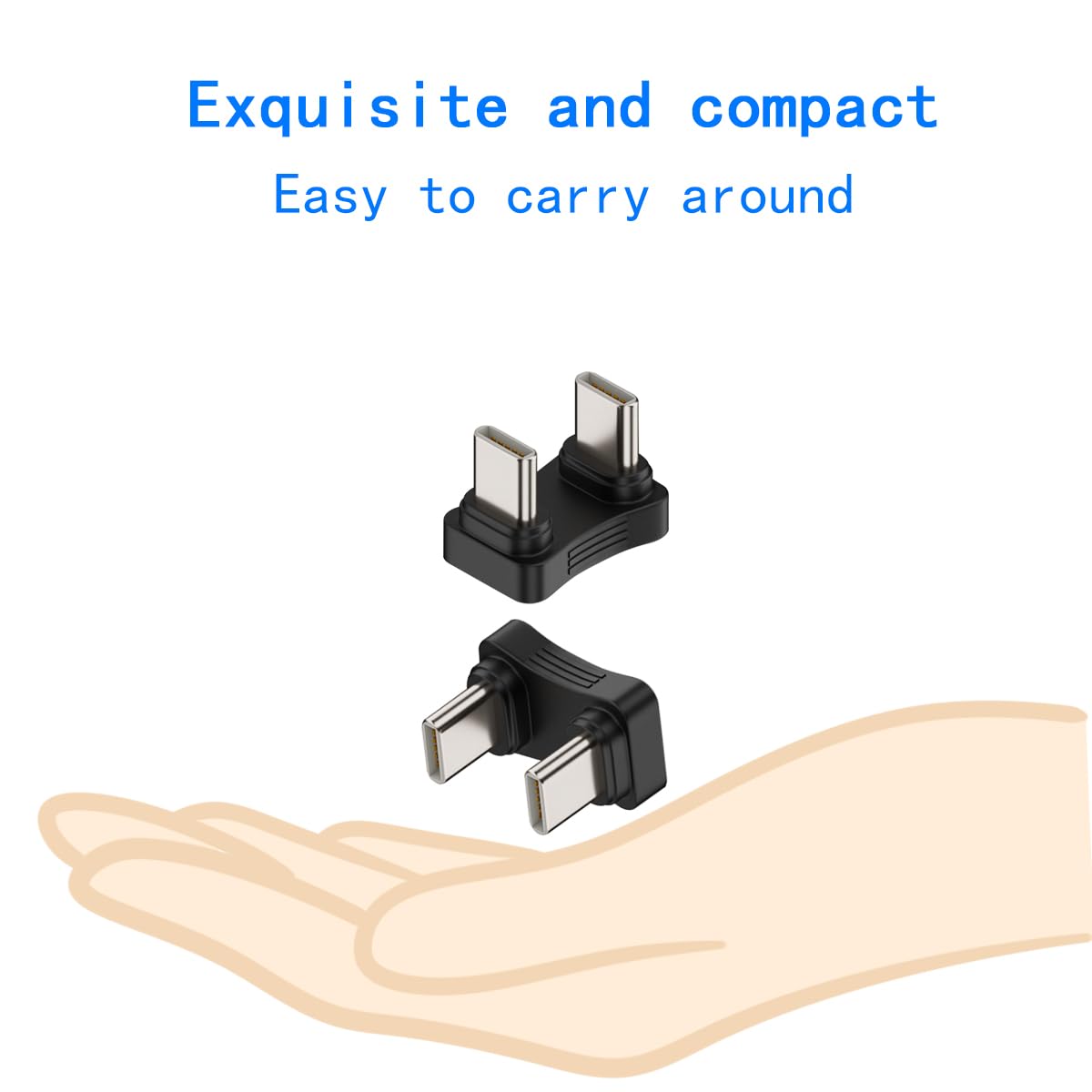 ZJKJHJY USB-C Type C Male to Male Coupler Extender Power Data Adapter Opposite U Shape Back Angled Type C Adapter, Support PD 65W Fast Charging…