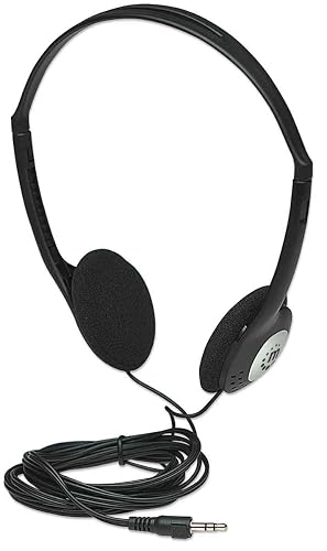 Manhattan On-Ear Wired Stereo Headphone - Long 6ft Cable, Single 3.5mm Plug, Lightweight, Adjustable Headband-for Walkman, CD Player, Computer -177481