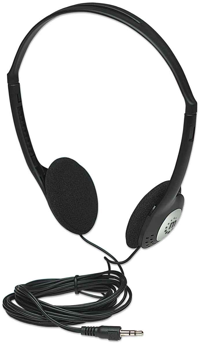 Manhattan On-Ear Wired Stereo Headphone - Long 6ft Cable, Single 3.5mm Plug, Lightweight, Adjustable Headband-for Walkman, CD Player, Computer -177481