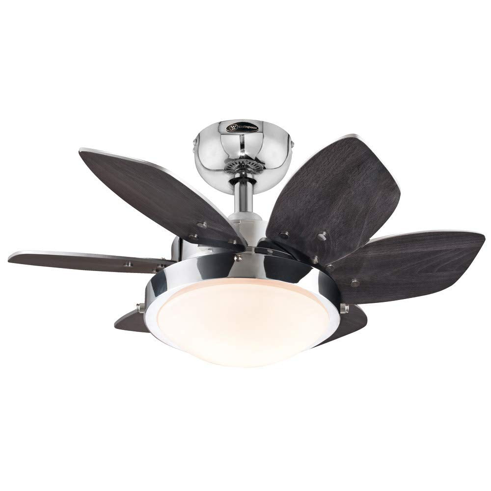 Westinghouse 7863100 Quince Two-Light 24-Inch Reversible Six-Blade Indoor Ceiling Fan, Chrome with Opal Frosted Glass (1)