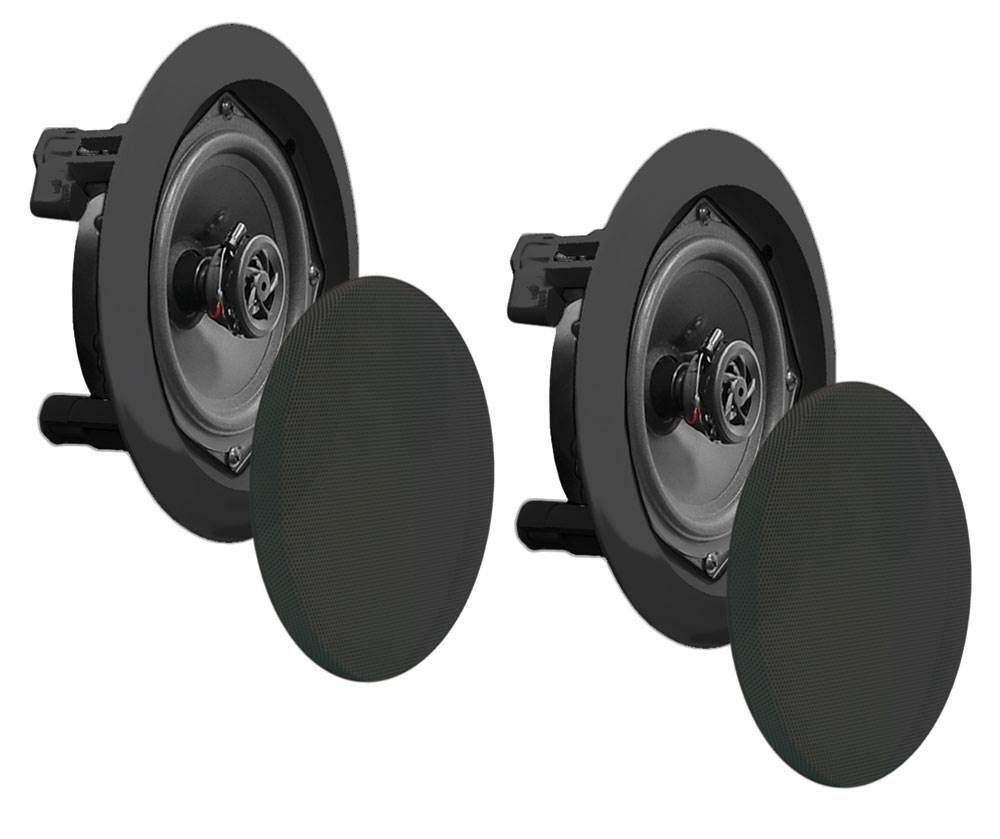 Pyle Ceiling Wall Mount Speakers - 5.25” Pair of 2-Way Midbass Woofer Speaker 1'' Polymer Dome Tweeter Flush Design w/ 80Hz - 20kHz Frequency Response
