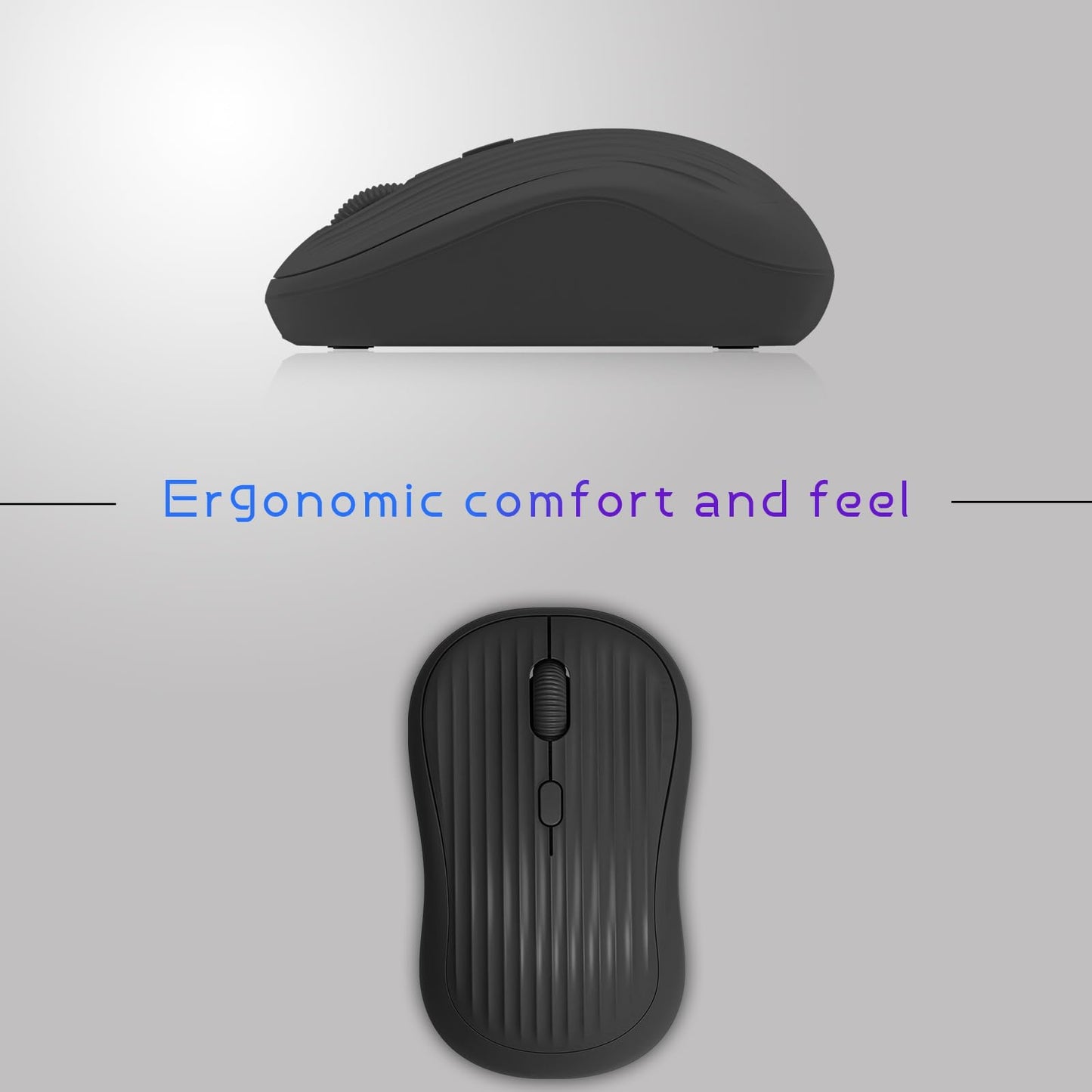 ONE-UP Wireless Mouse, 2.4G + BT, Rechargeable Battery, 4-Key, DPI: 800/1200/1600, Silent, Type-C, USB Nano Receiver, Ergonomic, Portable, for Laptop