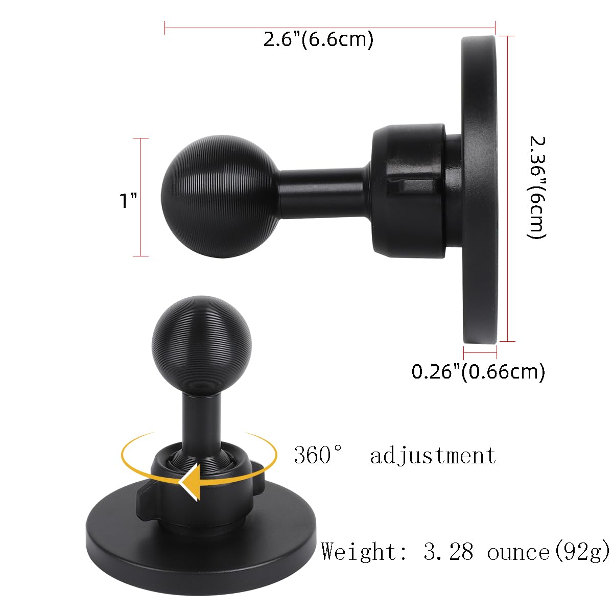 Super Magnetic Cell Phone Holder Base with 1" Ball for MagSafe iPhone 17 16 15 14 13 Series,Compatible with RAM mounts and Other B Size Ball Double