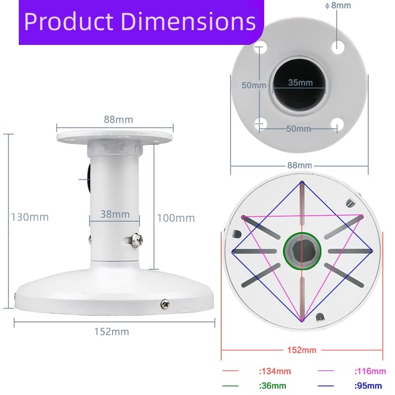 V-Fiabilidad I-Shaped Security Camera Wall Ceiling Mount Bracket, Dome Camera Mount Universal Camera Wall Mounting Bracket for CCTV Security Camera/IP