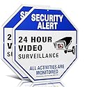 Sheenwang 2-Pack Security Camera Sign, Video Surveillance Signs Outdoor, UV Printed 40 Mil Rust Free Aluminum 10 X 10 in, Weatherproof and Heavy Duty