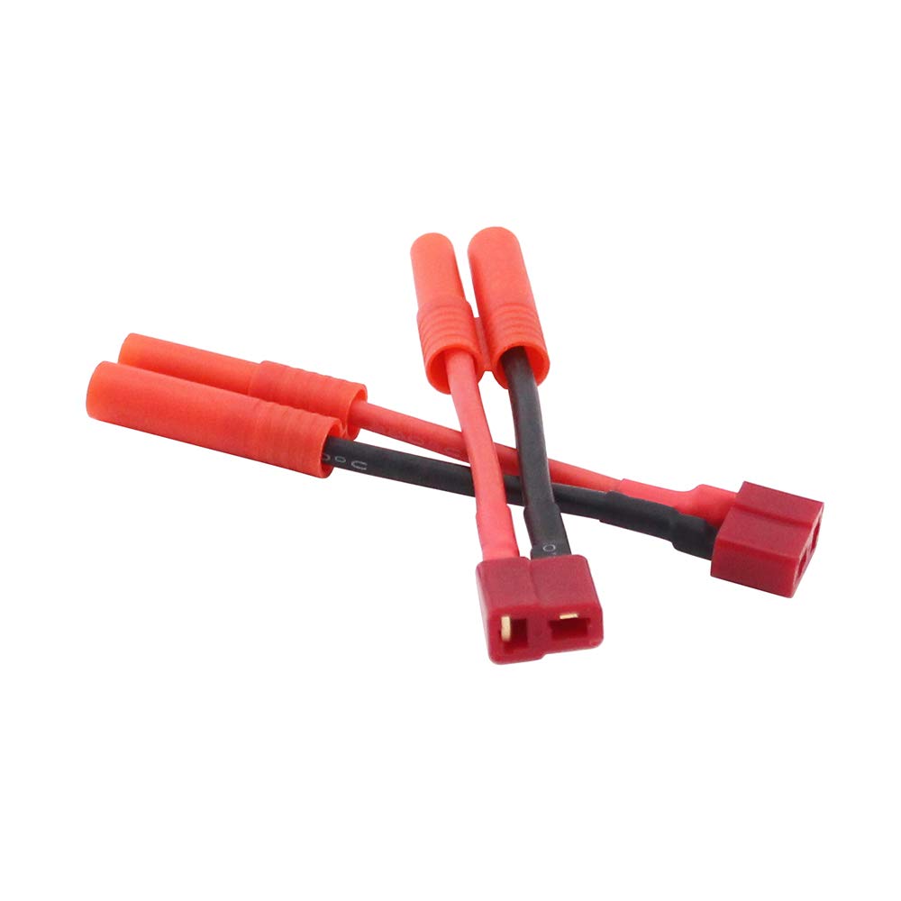 BDHI 3pcs T Plug Female to HXT 4.0mm Male Bullet Connector Adapter Cable - 14awg 5cm Wire(B143-3)