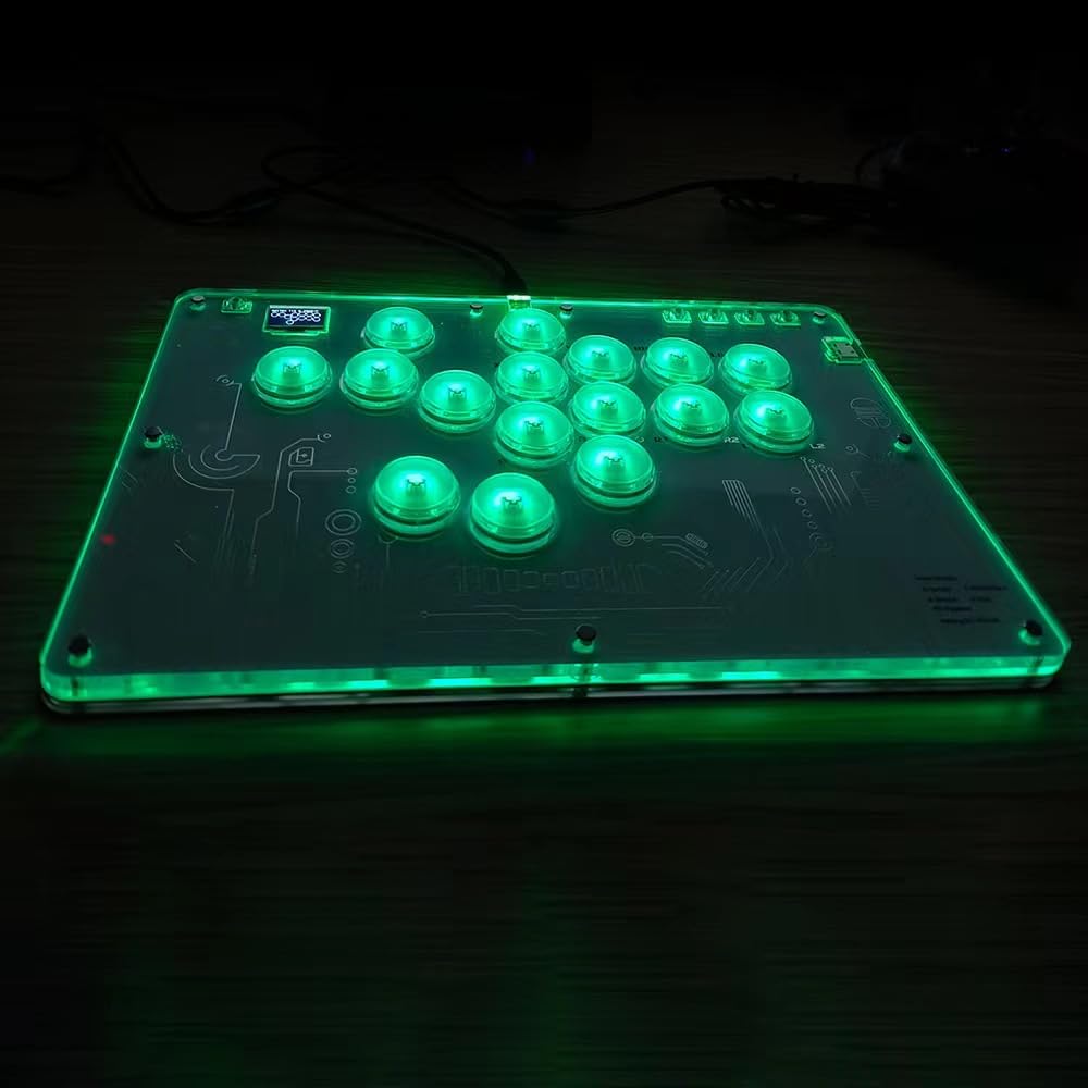 Arcade Stick 16Keys All-Button Gamerfinger with Turbo Functions & Custom RGB,Arcade Controller Street Fight for PC/PS3/PS4/Switch/Steam Game
