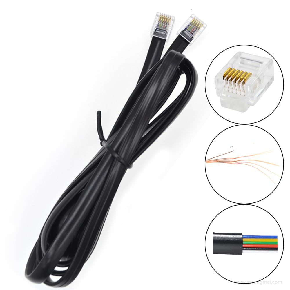 SMITON Black Color 3FT 6P6C RJ12 Telephone Cord