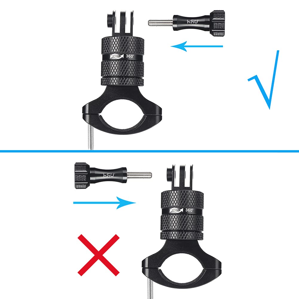 HSU Aluminum Bike Bicycle Handlebar Mount for GoPro Hero 13/12/11/10/9/8/7/6/5/4 Session AKASO Campark and Other Action Cameras, 360 Degrees Rotary
