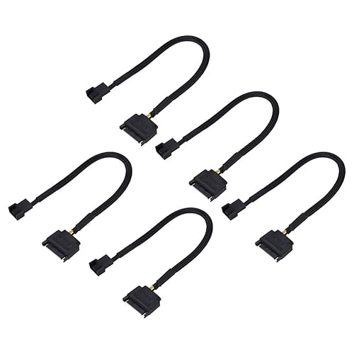 Zopsc Cooling Fan Adapter Cable 15Pin to 4Pin Converter 22AWG Cable SATA Support Power Your Fan with SATA 15Pin Connectors, 5PCS Per Set