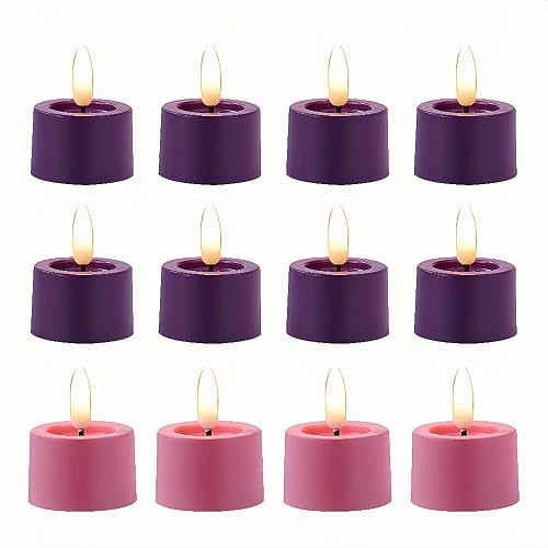 Simplelight Advent Candles, Purple & Pink Tea Lights Candles, Pack of 12