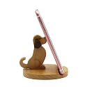 Amamcy Cute Dog Cellphone Holder Stand Wooden Smartphone Desk Holder for All Mobile Phones Animal Phone Stand Desk Ornament