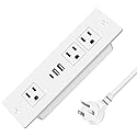 HEZI Recessed Power Strip, Furniture Drawer Outlet with 20W PD USB-C & 18W QC3.0 USB-A, Plug in 3 Outlets & USB Ports, Flush Mount 6FT White Extension